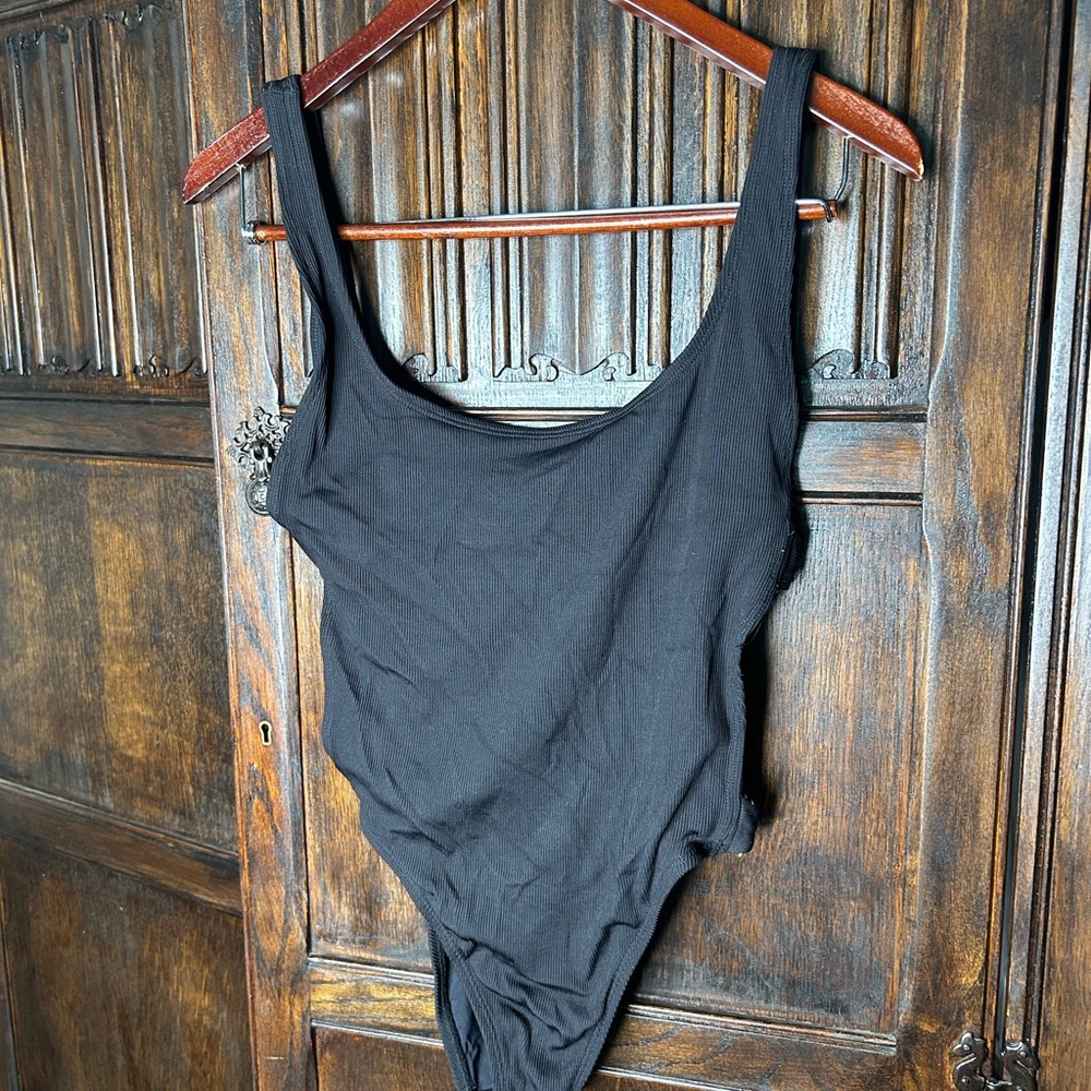 Black Scoop Neck Swimsuit
